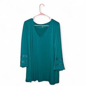 Jessica London Teal V-Neck Shirt